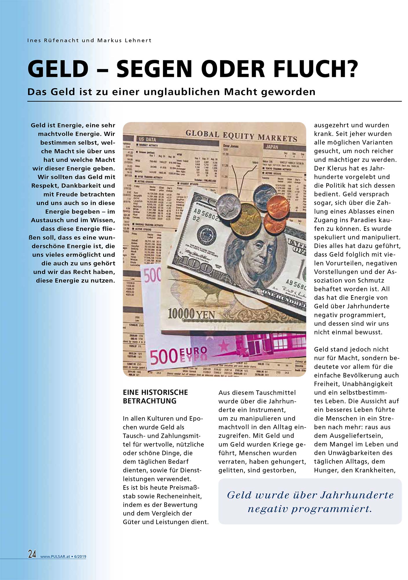 GELD – SEGEN ODER FLUCH?